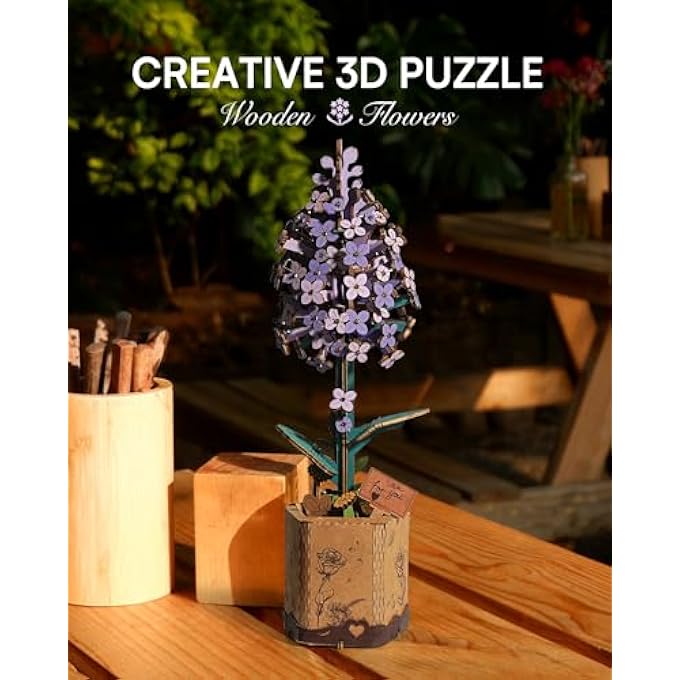 3D PUZZLE FLOWERS WOODEN MODEL KITS FOR ADULTS TO BUILD, ARTIFICIAL FLOWERS FOR DECORATION, HOME DECOR ACCESSORIES LIVING ROOM, GIFTS FOR WOMEN ON VALENTINE'S DAY, FLOWER BOUQUET TW021 - Image 2